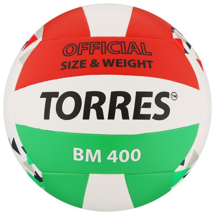 Мяч волейбольный TORRES BM400, TPU, клееный, 18 панелей, размер 5 - фото 385563