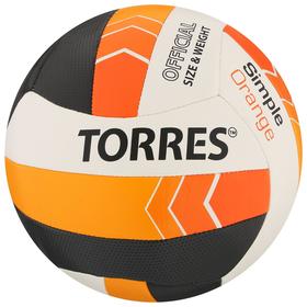 Мяч волейбольный TORRES Simple Orange, размер 5, синтетическая кожа (ТПУ), машинная сшивка, бутиловая камера, бел-г в Донецке