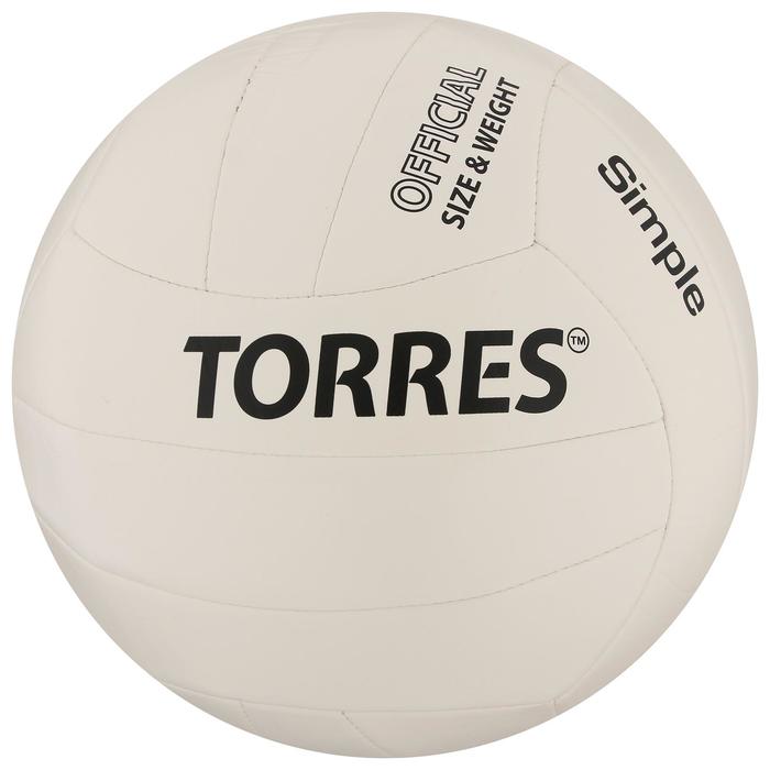 Мяч волейбольный TORRES Simple, TPU, машинная сшивка, 18 панелей, размер 5 - фото 530576