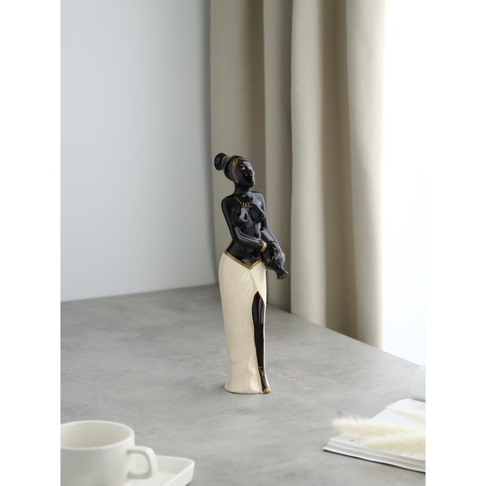 Статуэтка "Эфиопка с кувшином", покрытие глазурь, керамика, 31 см - фото 66737