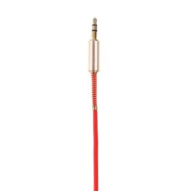 Кабель аудио AUX Krutoff Spring, Jack 3.5 мм(m) - Jack 3.5 мм(m), 1 м, красный
