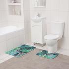 Набор ковриков для ванны и туалета Доляна «Тропики», 2 шт: 40×50, 50×80 см - фото 799363846