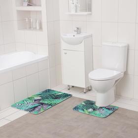 Набор ковриков для ванны и туалета Доляна «Тропики», 2 шт: 40×50, 50×80 см