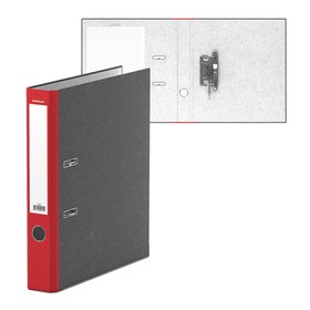 Папка-регистратор А4, 50 мм, ErichKrause Original, собранная, мрамор, красный корешок, нижний металлический кант, серая