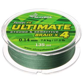 Леска плетёная Allvega Ultimate тёмно-зелёная 0.14, 135 м