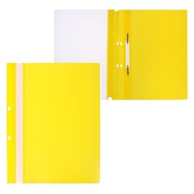 Папка-скоросшиватель, А4, 180 мкм, жёлтая, прозрачный верх, с перфорацией (20 шт)
