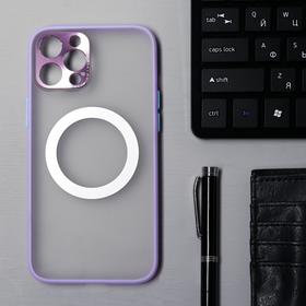 Чехол LuazON для iPhone 12 Pro Max, поддержка MagSafe, с окантовкой, пластиковый,фиолетовый