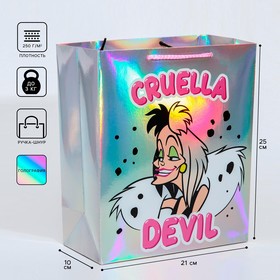 Пакет голография горизонтальный "Cruella Devil", Disney, 25 х 21 х 10 см