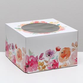 Кондитерская упаковка с окном, "Цветы", 30 х 30 х 19 см