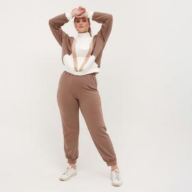 Костюм женский (свитшот, брюки) MINAKU: Casual Collection цвет экрю, размер 52
