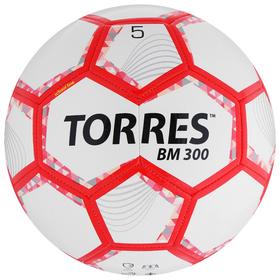 Мяч футбольный TORRES BM 300, размер 5, 28 панелей, глянцевый TPU, 2 подкладочных слоя, машинная сшивка, цвет белый/серебряный/красный в Донецке