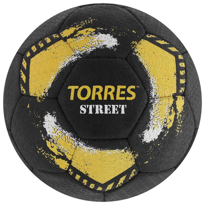 Мяч футбольный TORRES Street, размер 5, 32 панели, резина, 4 подкладочных слоя, ручная сшивка, цвет чёрный/жёлтый - фото 282723202