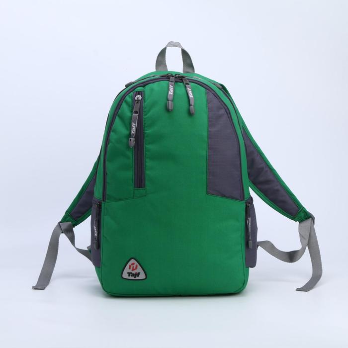 Рюкзак туристический, 28 л, 2 отдела на молниях, 3 наружных кармана, цвет зелёный/серый - фото 4963716