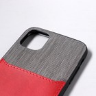 Чехол LuazON для iPhone 11, с отсеком под карты, текстиль+кожзам, красный - фото 799468467