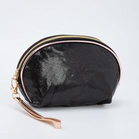 Косметичка-сумочка, отдел на молнии, с ручкой, цвет чёрный