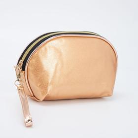 Косметичка-сумочка, отдел на молнии, с ручкой, цвет золотистый