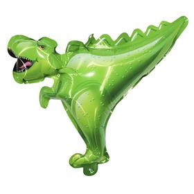 Шар-самодув 8" «Динозавр зелёный», с палочкой