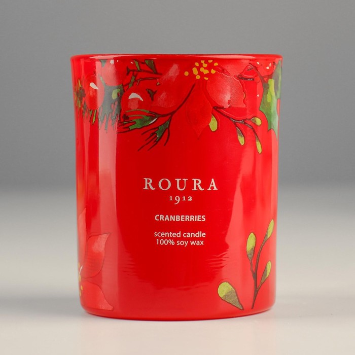 Натуральная ароматическая свеча в стакане ROURA "Клюква", 8,5х7 см, 140 гр, соевый воск - фото 4128837