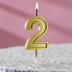 Свеча в торт цифра "2" золото - фото 6738541