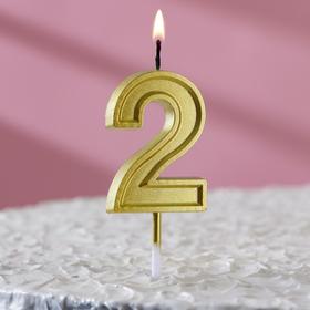 Свеча в торт цифра "2" золото