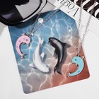 Кулоны "Неразлучники" дельфины, цвет розово-голубой в серебре, 45 см - фото 3434601
