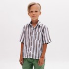 Рубашка для мальчика MINAKU: Cotton collection, цвет коричневый/белый, рост 104 см - фото 106958829
