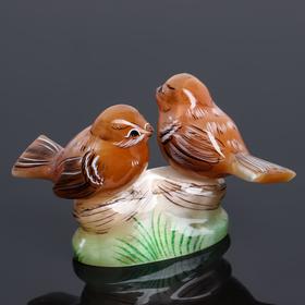 Souvenir Sparrow-couple, 6x11 cm, selenite