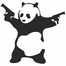 Наклейка "Панда с пистолетами", плоттер, черный, 10 х 10 см