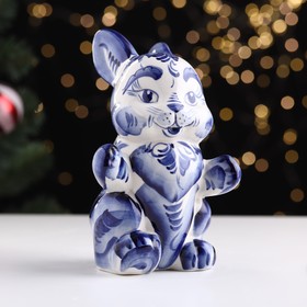 Сувенир "Тигр Тощий", 4,5х5 см, гжель