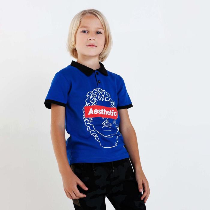 Футболка-поло для мальчика, цвет василёк, рост 110 см (5 лет) - фото 799571951