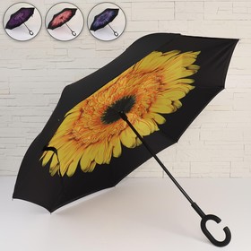 Зонт-наоборот, механический «Цветок», 8 спиц, R = 53 см, ручка кольцо, цвет МИКС