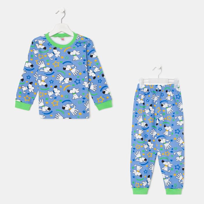Пижама для мальчика, цвет голубой/собачки, рост 134 см - фото 2813680