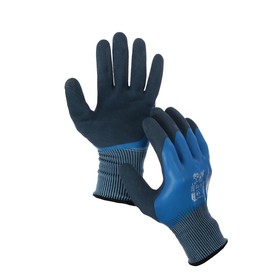 Перчатки нейлоновые, с двойным латексным обливом, размер 10, синие, Greengo