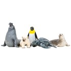 Набор фигурок: тюлень, белый медвежонок, пингвин, черепаха, морской слон, 5 предметов - фото 6059251