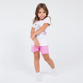 Пижама для девочки, цвет белый/розовый, рост 104 см (36)