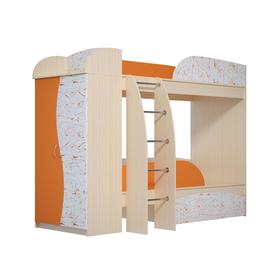 Двухъярусная кровать «Омега 4а», 800 × 1900 мм, ЛДСП / МДФ, цвет млечный дуб / шафран