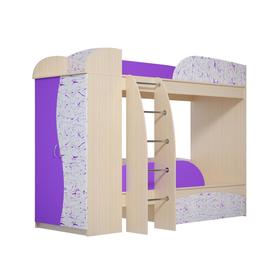 Двухъярусная кровать «Омега 4а», 800 × 1900 мм, ЛДСП / МДФ, цвет млечный дуб / фиолет