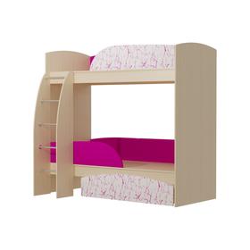 Двухъярусная кровать «Омега 4», 800 × 1900 мм, ЛДСП / МДФ, цвет млечный дуб / фуксия