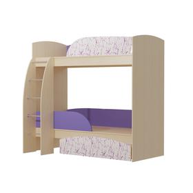 Двухъярусная кровать «Омега 4», 800 × 1900 мм, ЛДСП / МДФ, цвет млечный дуб / фиолетовый