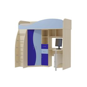 Двухъярусная кровать «Омега 9», 800 × 1900 мм, ЛДСП / МДФ, цвет млечный дуб / голубое небо