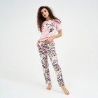 Костюм женский (футболка, брюки), цвет розовый, размер 46 - фото 6742804