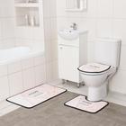 Набор ковриков для ванной и туалета Доляна Home, 3 шт: 50×80, 45×50, 38×43 см, цвет розовый - фото 8778440
