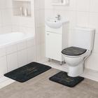 Набор ковриков для ванны и туалета Доляна «Мрамор», 3 шт: 50×80, 45×50, 38×43 см, цвет тёмно-серый - фото 8219536