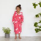 Халат махровый детский Крошка Я "Сердечки" р-р 34, цв. розовый, 100%хл, 360 г/м2 - фото 799768687