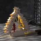 Светодиодная фигура «Ёлка с Дедом Морозом» 16 × 17 × 5 см, дерево, батарейки АААх2 (не в комплекте), свечение тёплое белое - фото 9254318