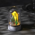 Светодиодная фигура под куполом «Дом и ёлка» 6× 9.5 × 6 см, дерево, батарейки LR1130х3, свечение тёплое белое - фото 9254356
