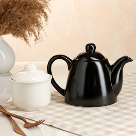 Чайный набор "Инь-Янь", чёрно-белая, чайник 0.7 л, сахарница 0.3 л