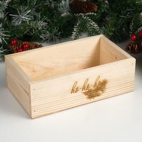 Кашпо деревянное 24.5×14×8 см "Новогоднее. Ho-ho-ho, еловая ветвь"