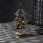 Светодиодная фигура «Ёлка с Дедом Морозом» 13 × 20 × 5 см, дерево, батарейки CR2032х1, свечение тёплое белое