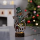 Светодиодная фигура «Снеговик» 12 × 18 × 6 см, дерево, батарейки CR2032х1, свечение тёплое белое - фото 9265962